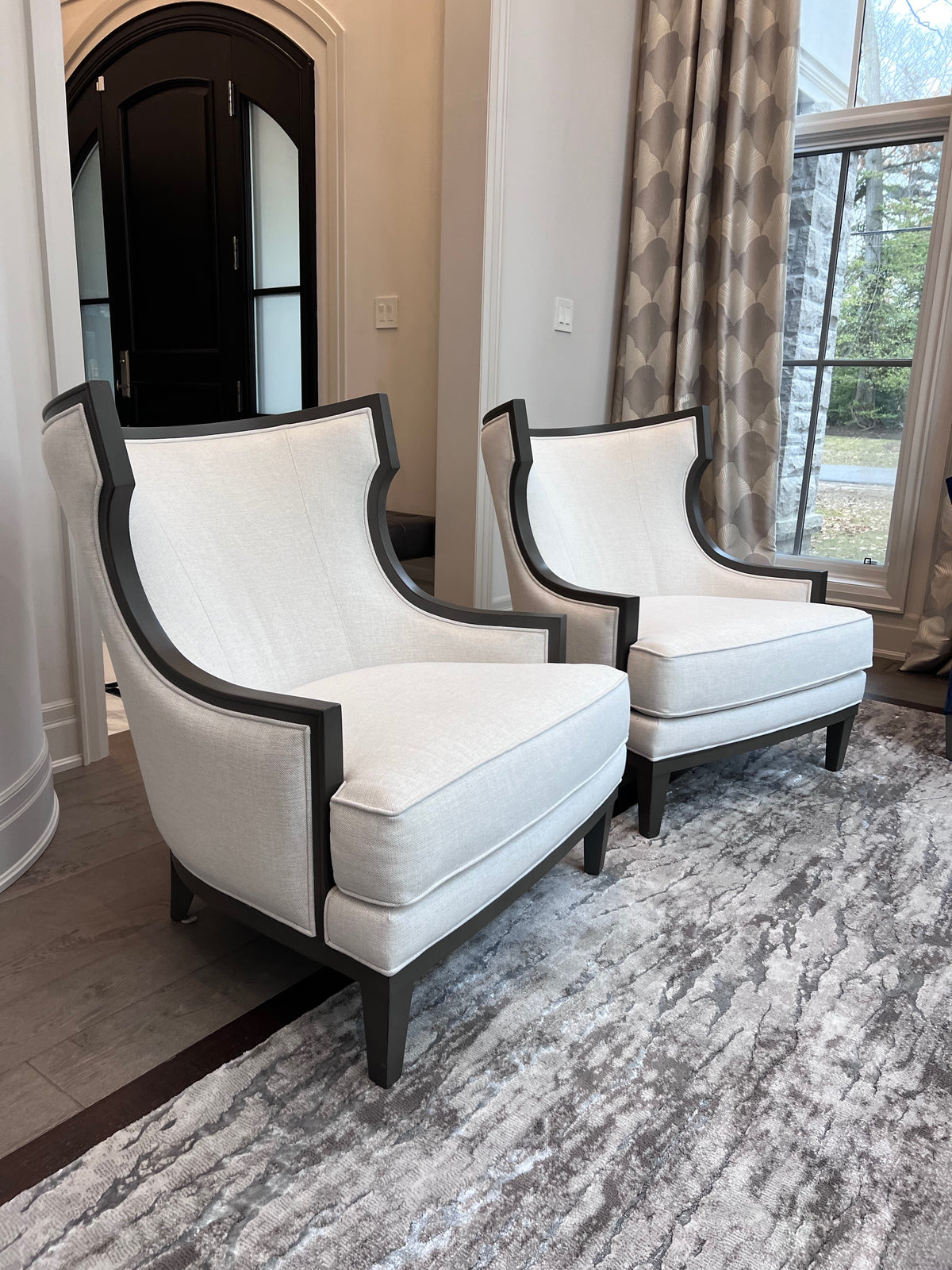 Pair of Ethan Allen Grey Corrine Chairs (*retail $5,536)