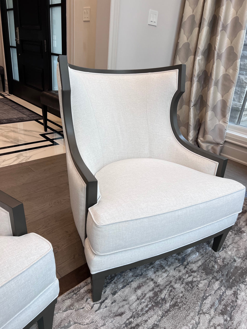 Pair of Ethan Allen Grey Corrine Chairs (*retail $5,536)