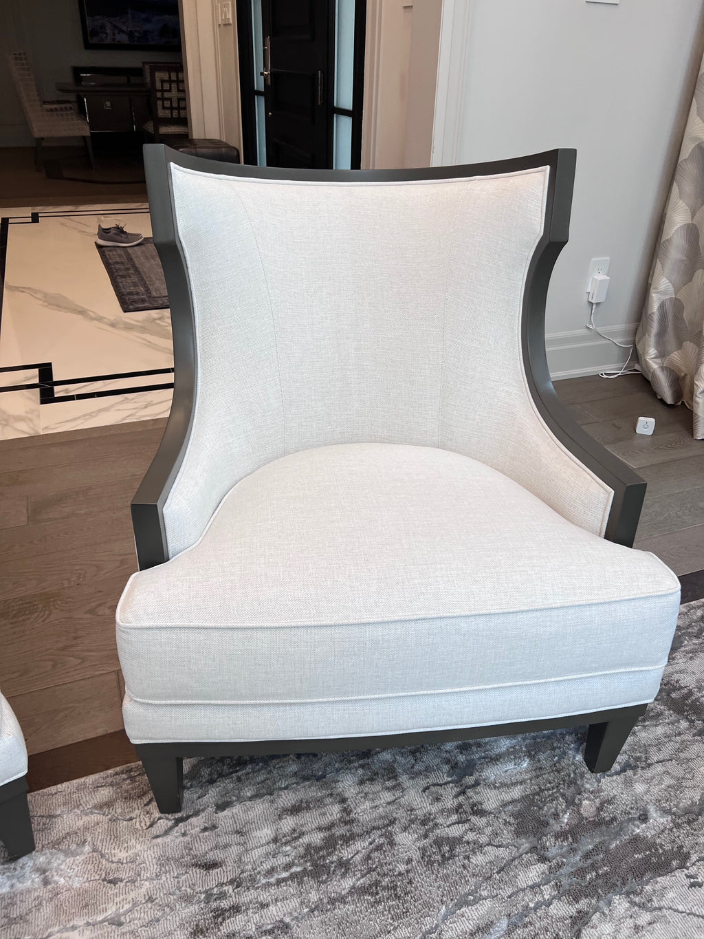 Pair of Ethan Allen Grey Corrine Chairs (*retail $5,536)