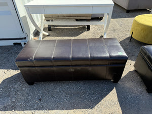 Brown Faux Leather Storage Ottoman
