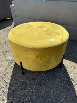 Round Yellow Fabric Ottoman