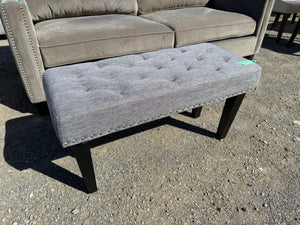 Grey Fabric Tufted Bench
