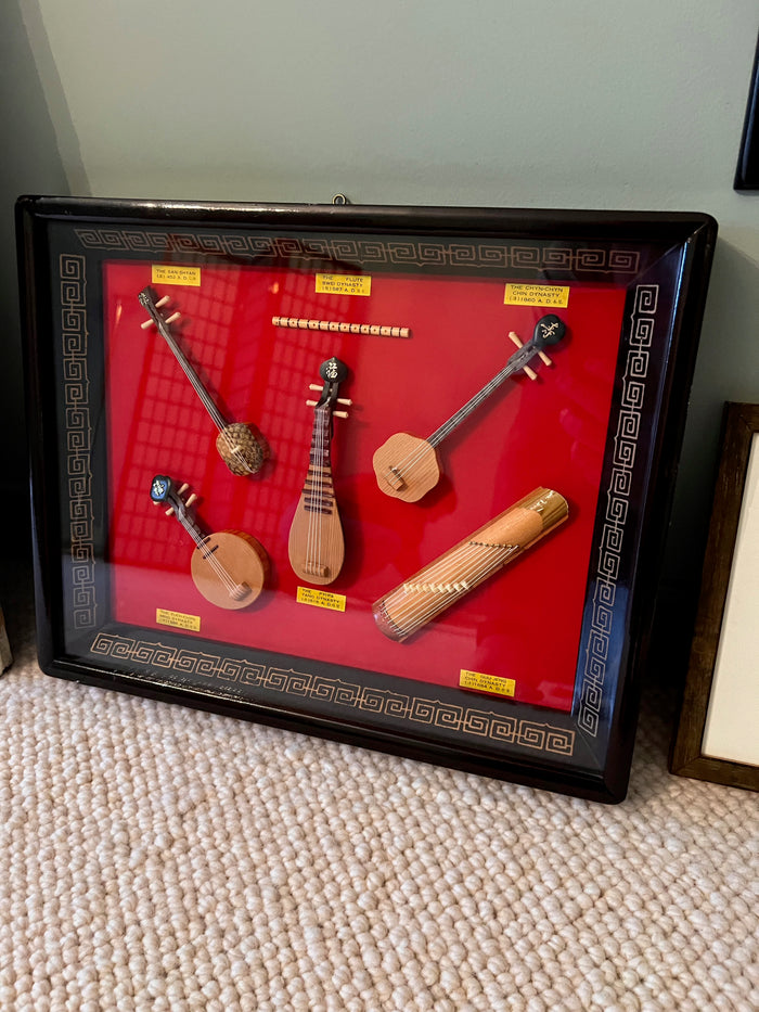 Chinese Miniature Musical Instruments Shadow Box