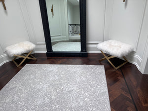 ELTE White Sheepskin Stool with Gold Base- *2 available priced individually (*retail price $800 ea)