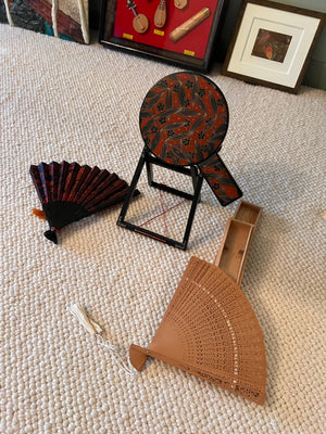 Japanese Fan and Makeup Mirror Lot