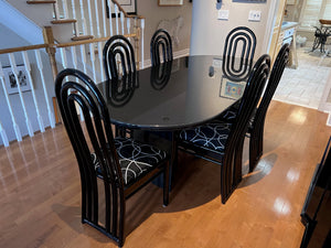 Beautiful Custom Granite Dining Table, Bullnose Edge with 6 Imported Italian Black Lacquered Chair