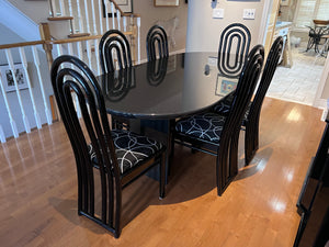 Beautiful Custom Granite Dining Table, Bullnose Edge with 6 Imported Italian Black Lacquered Chair