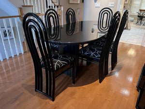 Beautiful Custom Granite Dining Table, Bullnose Edge with 6 Imported Italian Black Lacquered Chair