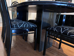 Beautiful Custom Granite Dining Table, Bullnose Edge with 6 Imported Italian Black Lacquered Chair
