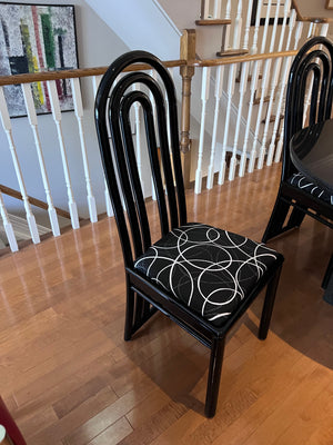 Beautiful Custom Granite Dining Table, Bullnose Edge with 6 Imported Italian Black Lacquered Chair