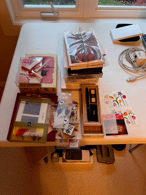 Japanese Stationary Lot, Including a Kuretake Makie Hair Brush Fountain Pen