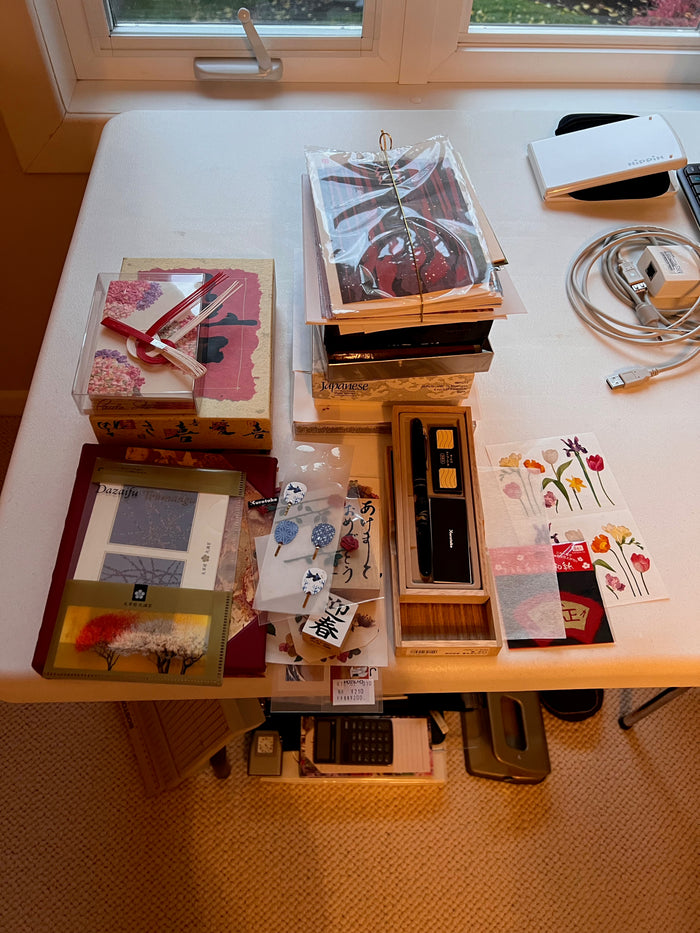 Japanese Stationary Lot, Including a Kuretake Makie Hair Brush Fountain Pen