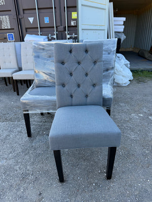 Set of 8 Dark Grey Tufted Dining Chairs