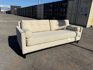 Grey/Beige Fabric Sofa w/2 Bolster Pillows