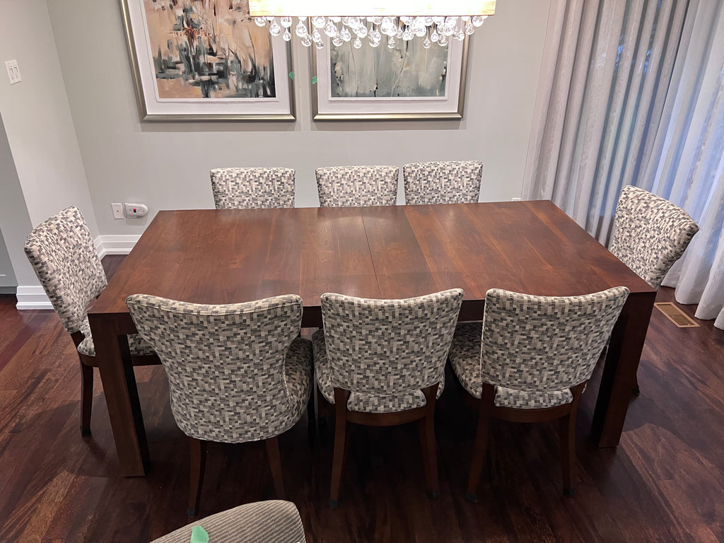Parson Dining Table in Walnut + 8 Chairs from Cabinet Furniture (*retail $5,500+)