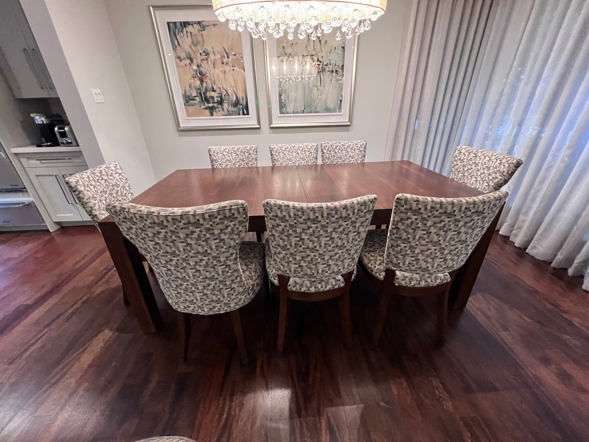 Parson Dining Table in Walnut + 8 Chairs from Cabinet Furniture (*retail $5,500+)