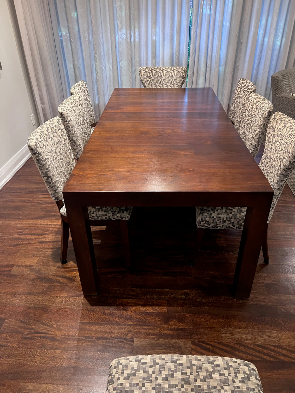 Parson Dining Table in Walnut + 8 Chairs from Cabinet Furniture (*retail $5,500+)