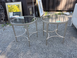 Pair of Round Glass Side Tables