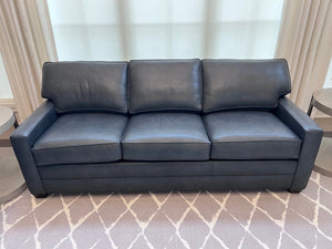 Ethan Allen Bennett Track-Arm Leather Three-Seat Sofa, in Sherwood Blue # 1 (*retail $5,488)