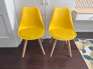 Set of 4 Corrigan Studio Yellow Plastic Chairs with Cushions (*retail price $360)