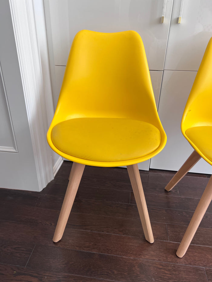 Set of 4 Corrigan Studio Yellow Plastic Chairs with Cushions (*retail price $360)