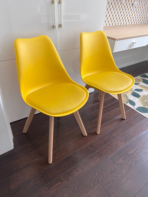 Set of 4 Corrigan Studio Yellow Plastic Chairs with Cushions (*retail price $360)