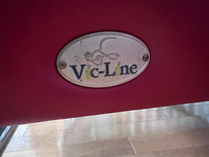 Designer Red Leather Chair, Chrome Tubular Frame by Vic-Line