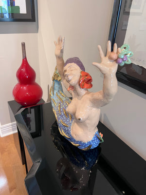 Lorie Schinko (Canadian, 20th/21st Century) Mara Moon, Gilt Glazed Earthenware Mermaid