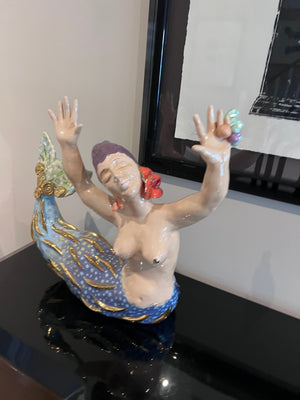 Lorie Schinko (Canadian, 20th/21st Century) Mara Moon, Gilt Glazed Earthenware Mermaid