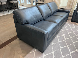 Ethan Allen Bennett Track-Arm Leather Three-Seat Sofa, in Sherwood Blue # 2 (*retail $5,488)