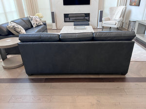 Ethan Allen Bennett Track-Arm Leather Three-Seat Sofa, in Sherwood Blue # 2 (*retail $5,488)