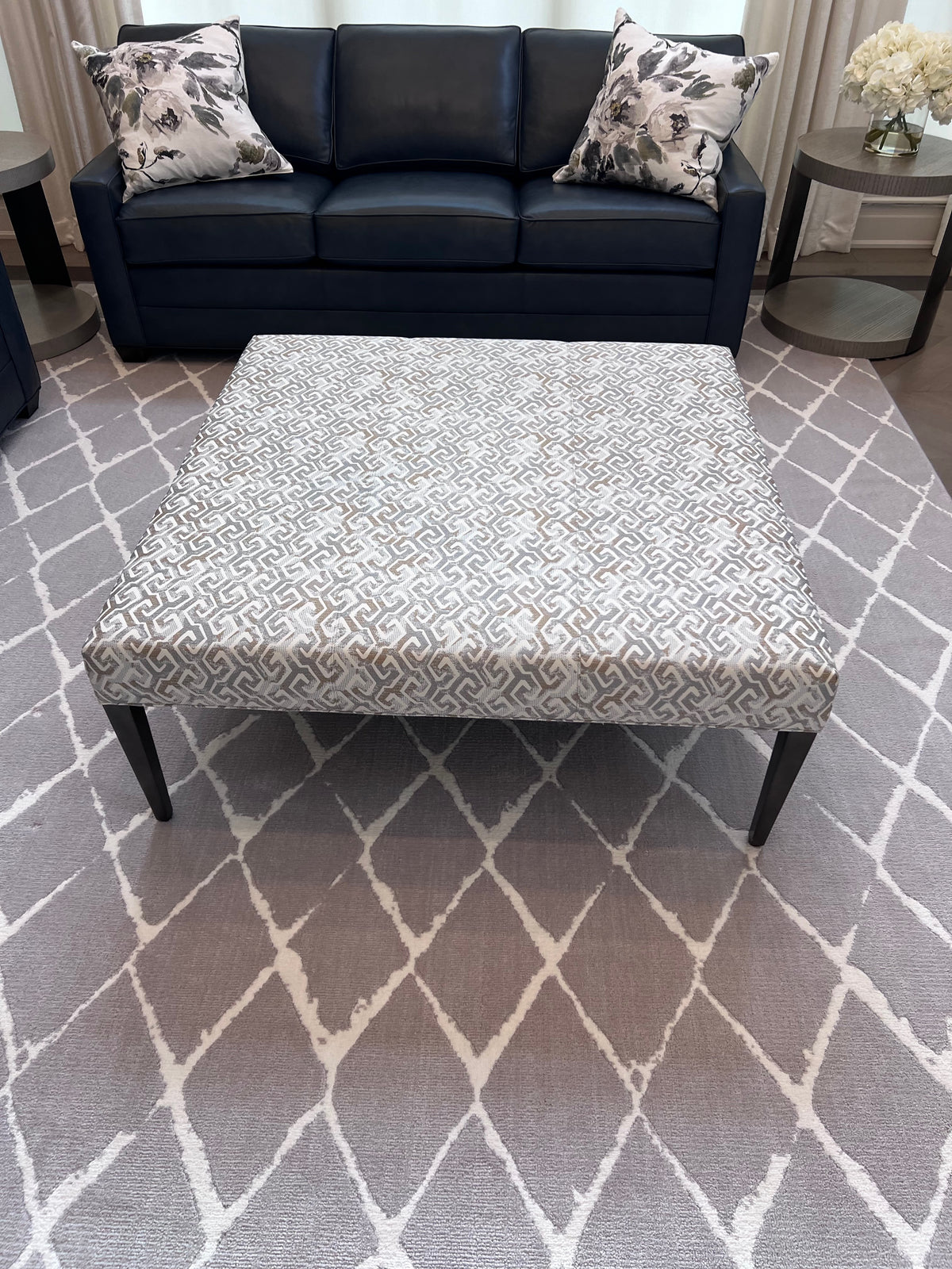 Ethan Allen Harbor Wood-Base Large Cocktail Ottoman (*retail $1,996)