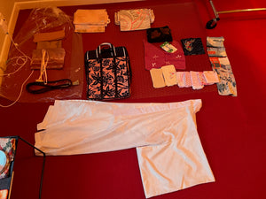 Japanese Kimono Accessories- Obi Belts, Obi Ties, Carrying Cases + Synthetic Undergarments with accessories