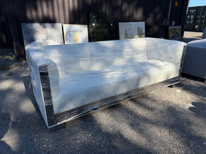 White Faux Leather Tufted Sofa