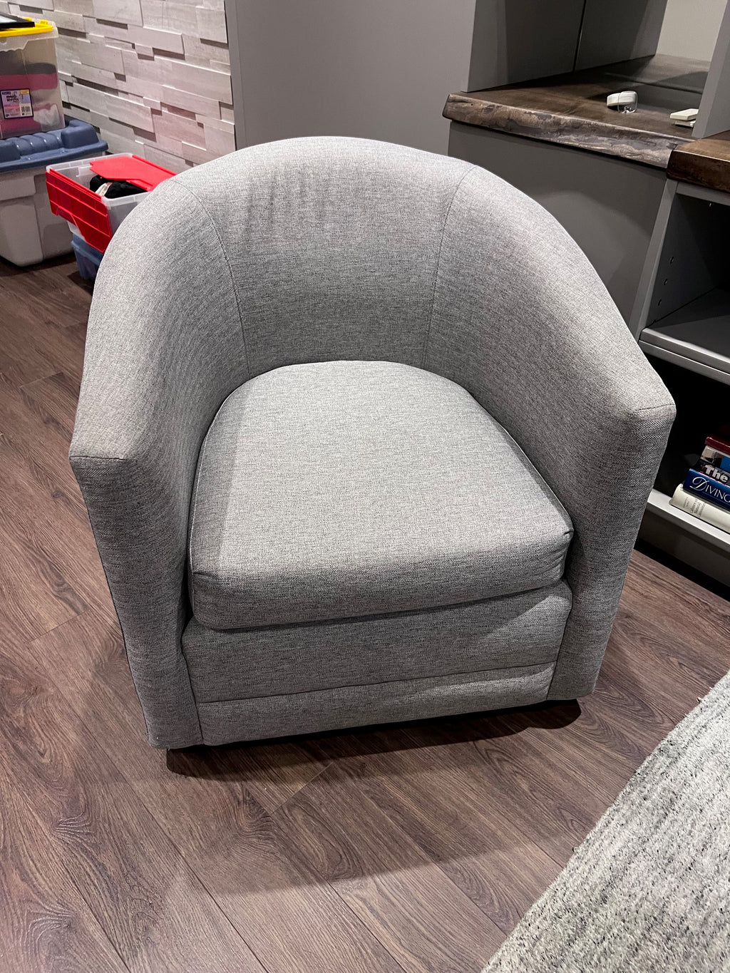 Custom Made Grey Fabric Tub Chair