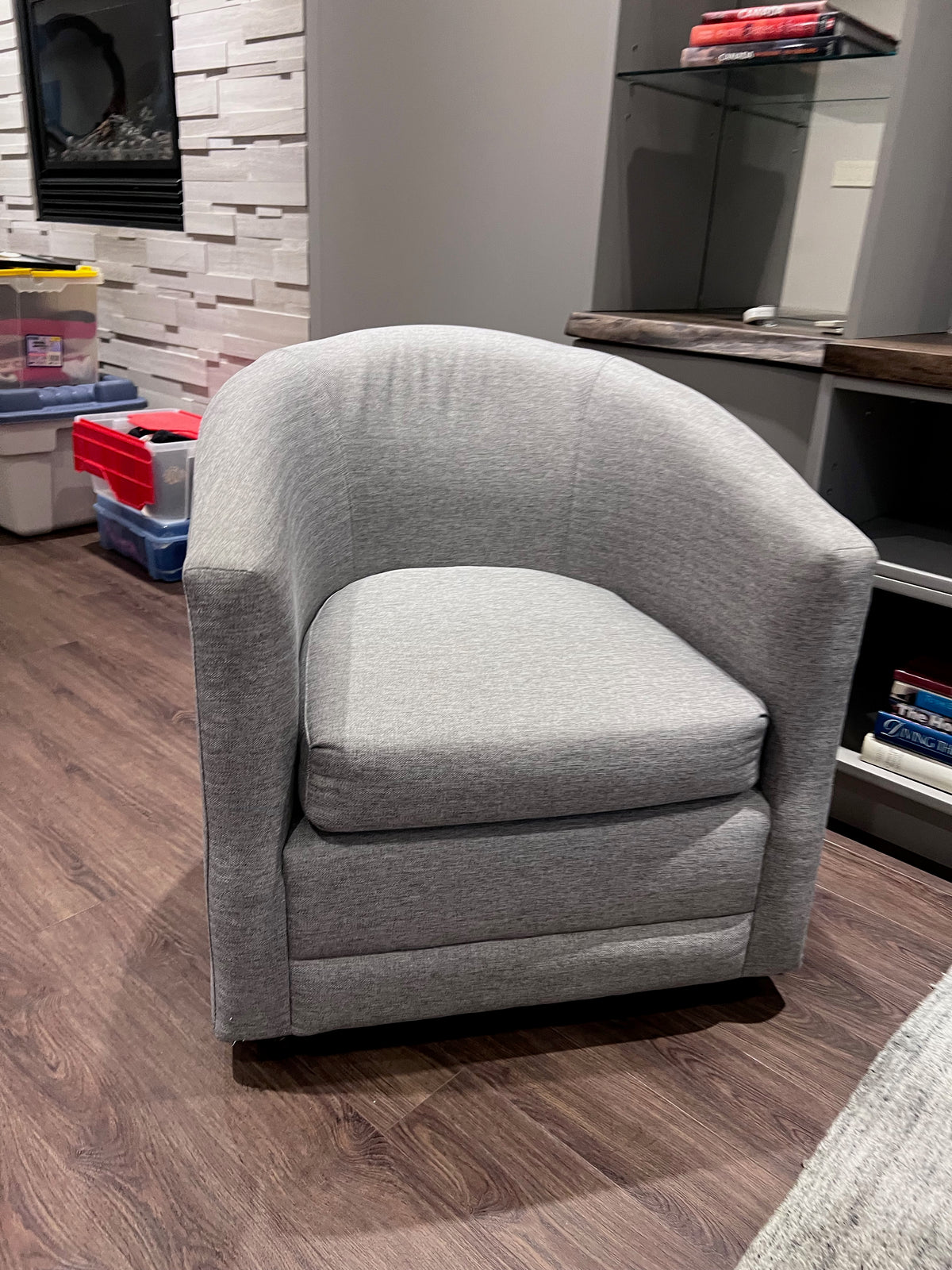 Custom Made Grey Fabric Tub Chair