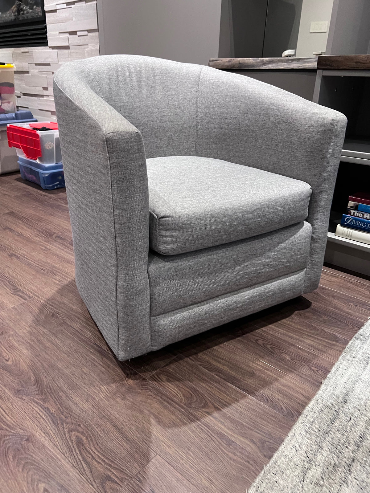Custom Made Grey Fabric Tub Chair
