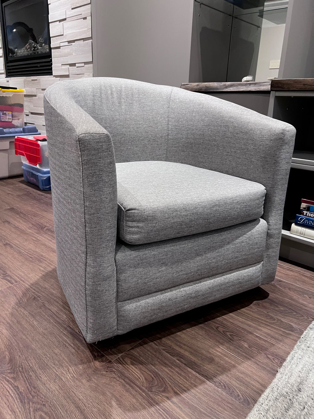 Custom Made Grey Fabric Tub Chair
