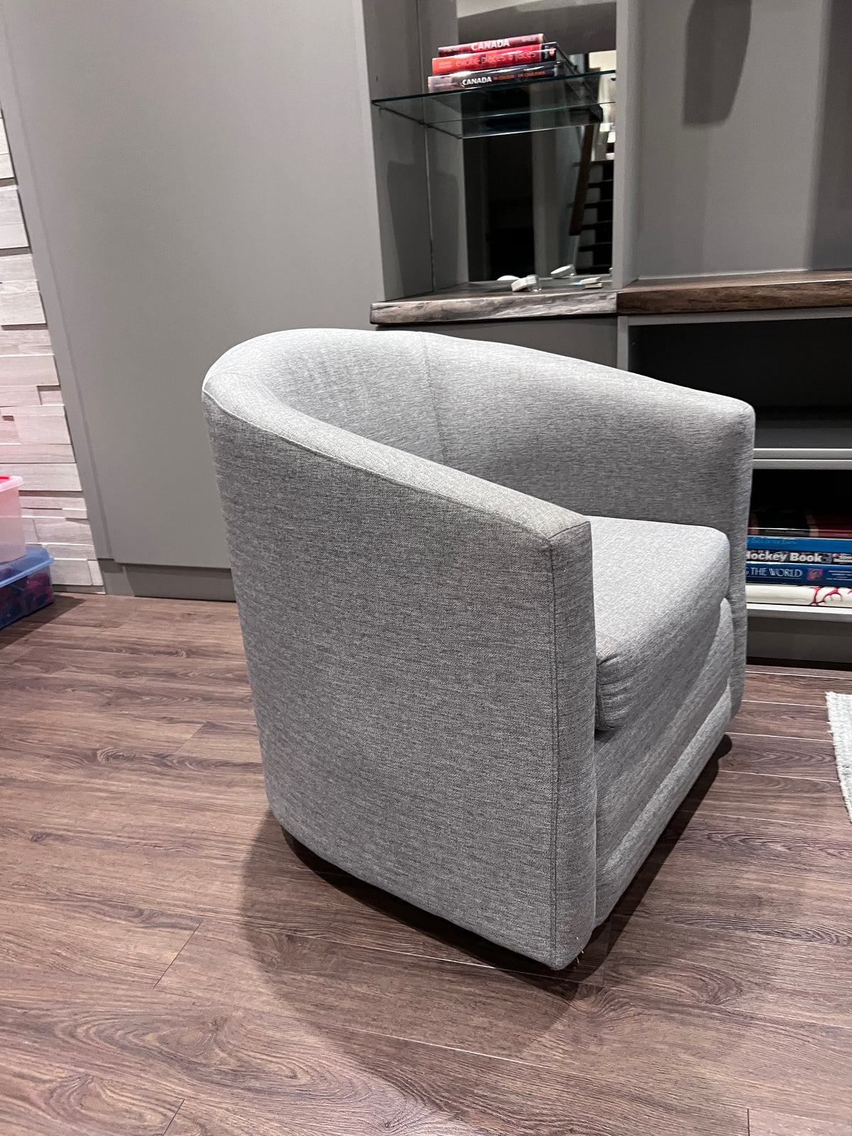 Custom Made Grey Fabric Tub Chair
