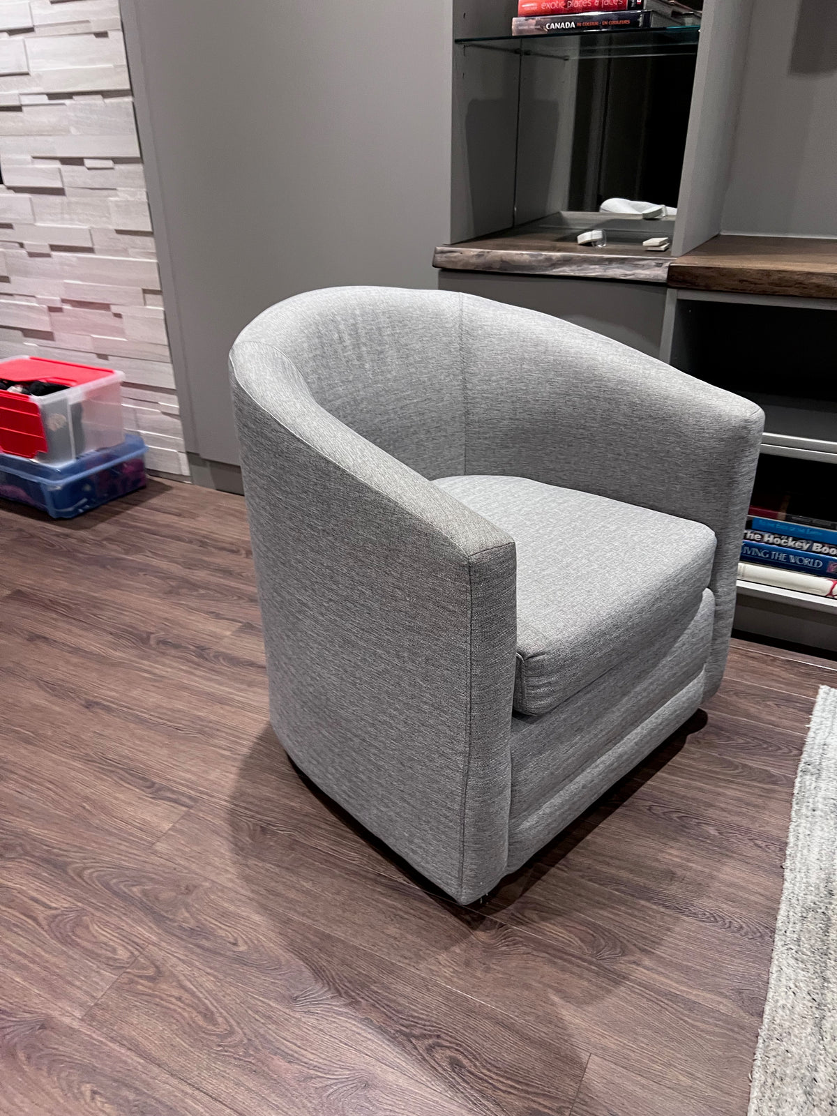 Custom Made Grey Fabric Tub Chair
