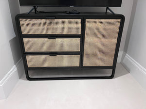 LIKE NEW Crate & Barrel Anaise Cane 3-Drawer Chest (*retail price $1,999)