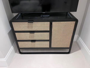 LIKE NEW Crate & Barrel Anaise Cane 3-Drawer Chest (*retail price $1,999)