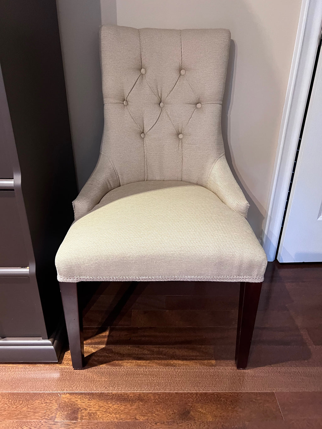 Pair of Beige Tufted Accent Chairs