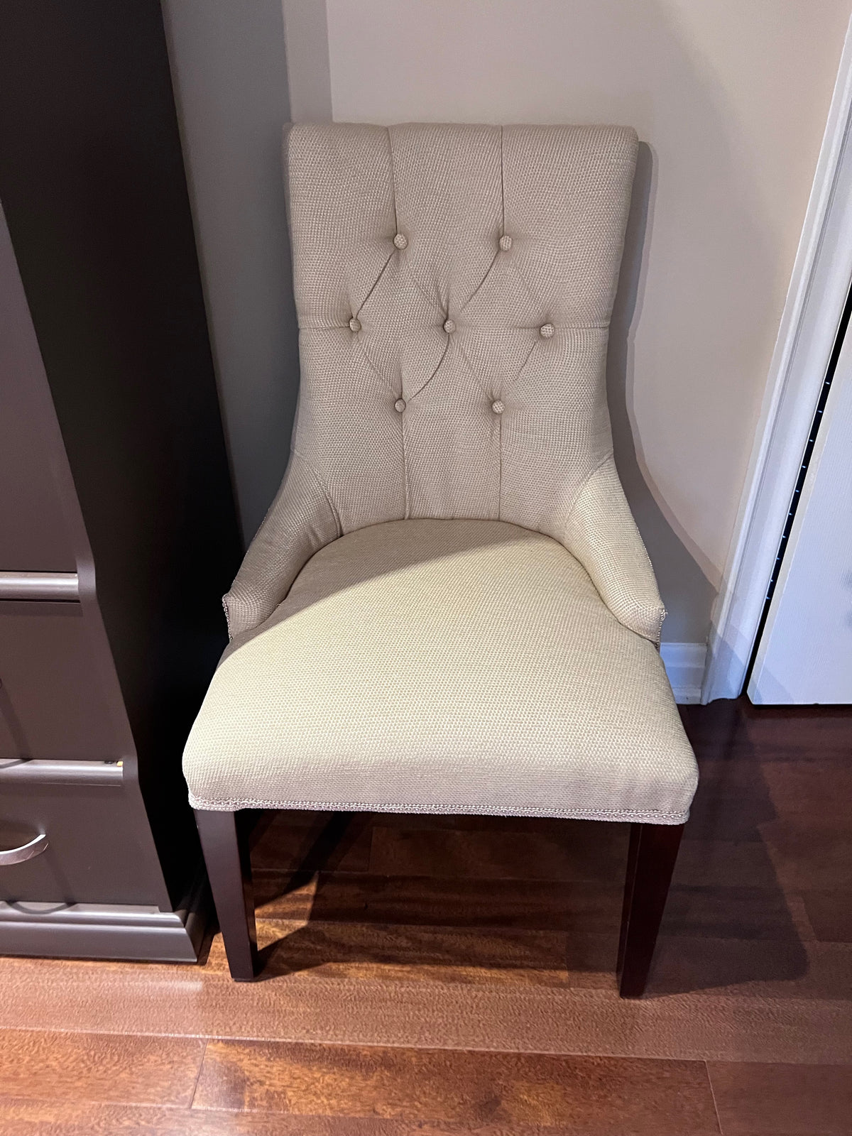 Pair of Beige Tufted Accent Chairs