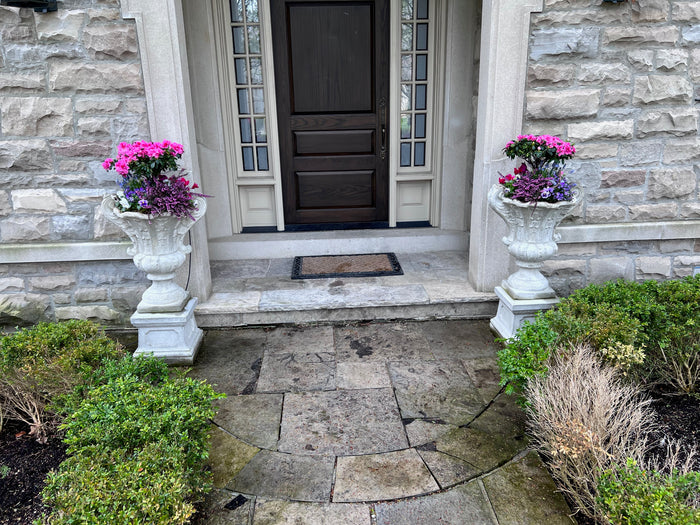 Pair of Cement/Concrete Large Planters/Urns on Stands