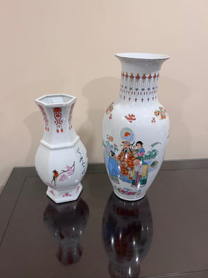 2 Hand Painted Oriental Vases from China