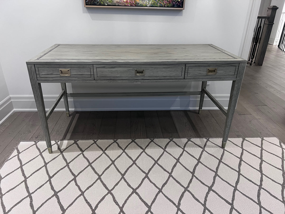 Ethan Allen Callum Campaign Desk in 'Sunwashed Gray Oak' # 1 (*retail $2,235)