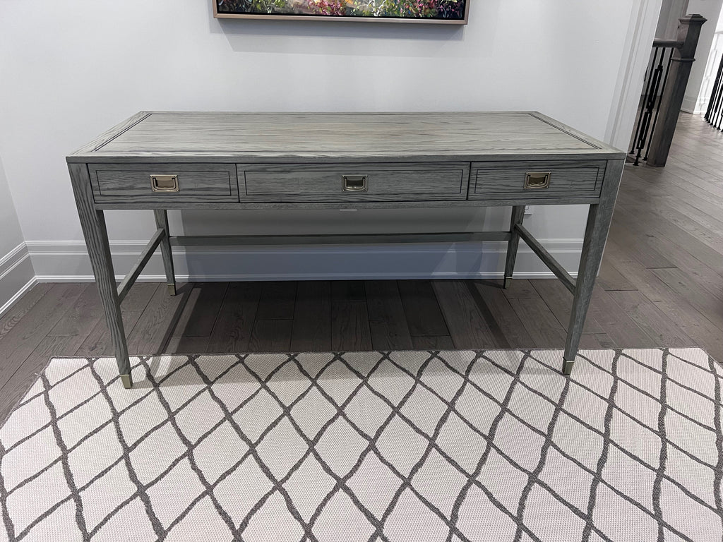 Ethan Allen Callum Campaign Desk in 'Sunwashed Gray Oak' # 2 (*retail $2,235)