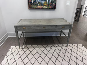 Ethan Allen Callum Campaign Desk in 'Sunwashed Gray Oak' # 1 (*retail $2,235)