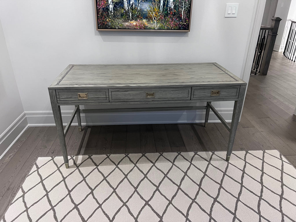 Ethan Allen Callum Campaign Desk in 'Sunwashed Gray Oak' # 2 (*retail $2,235)